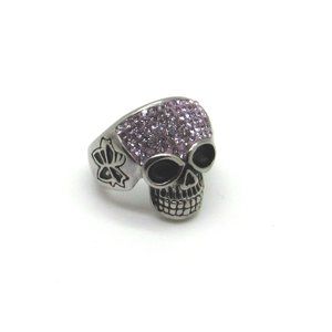 Stainless Steel Lilac Purple Head Skull Ring